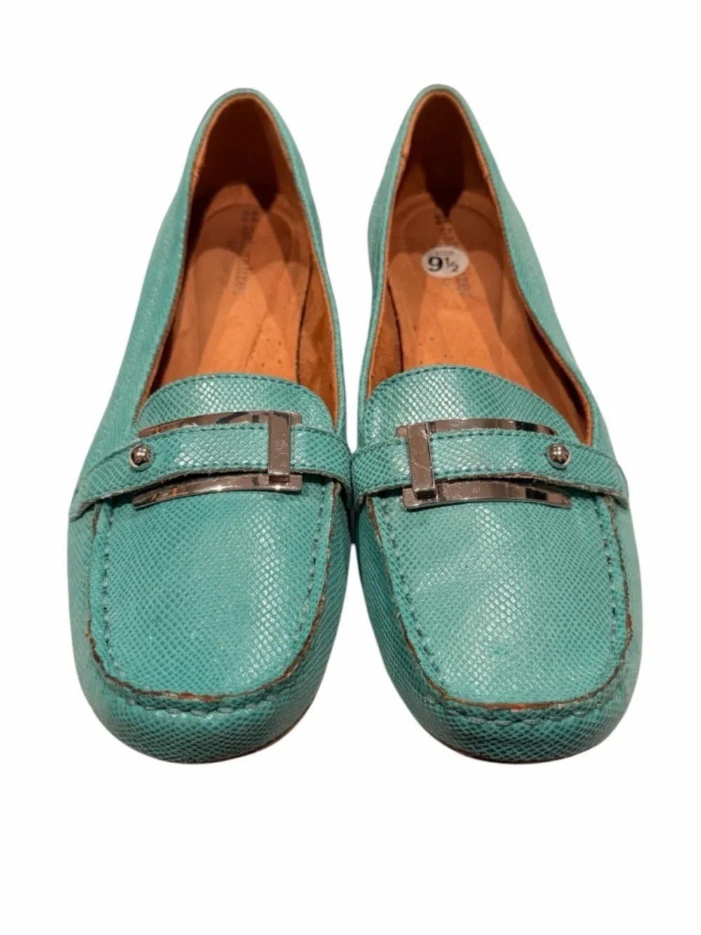 Naturalizer Mint Green Women's Leather Loafers Classic Slip-On Size 9.5